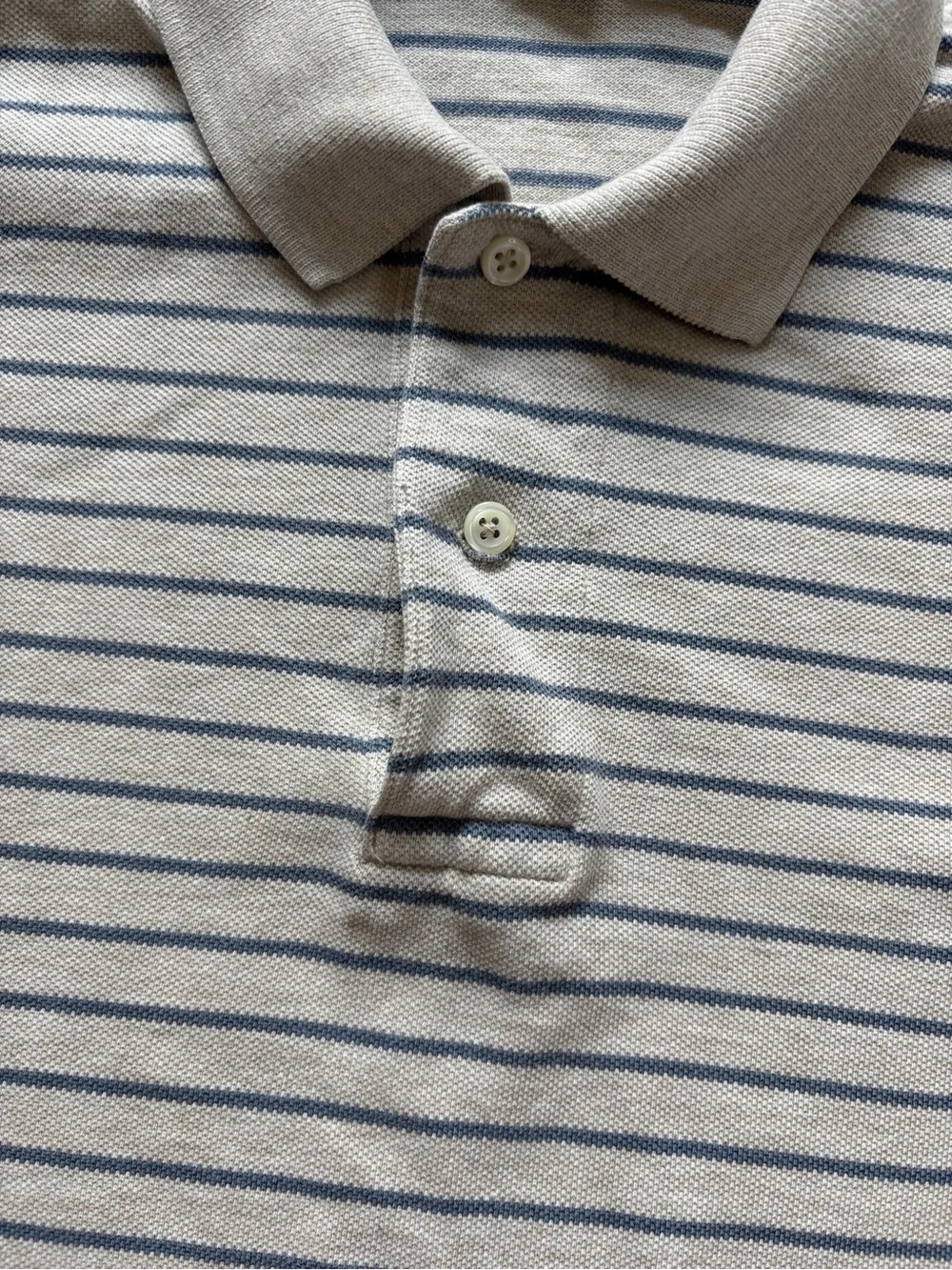 Polo Ralph Lauren Men’s Striped Polo Shirt Blue & Cream 100% Cotton M